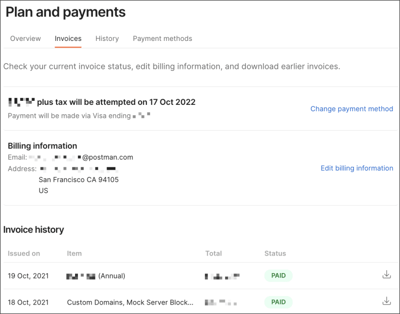 Invoices view
