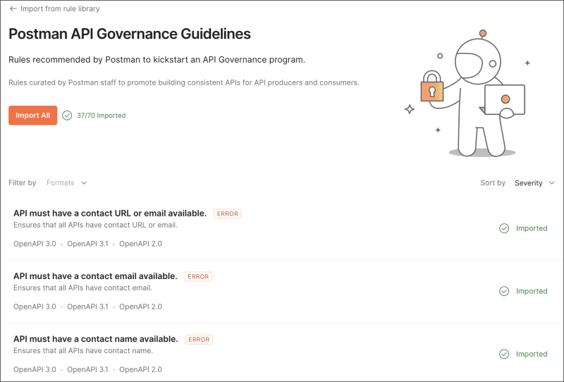 Import API Governance rule from Postman library
