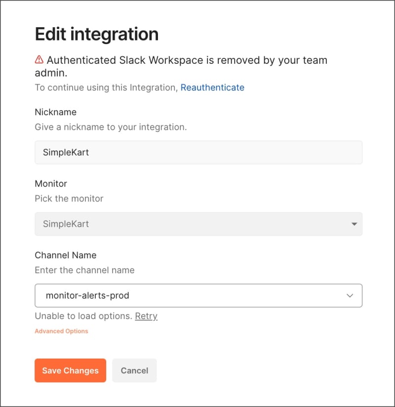 Re-authenticating an integration