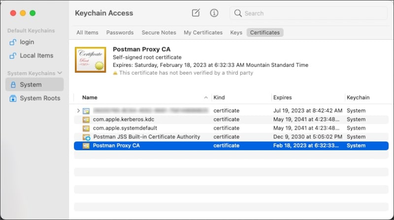 Select System keychains