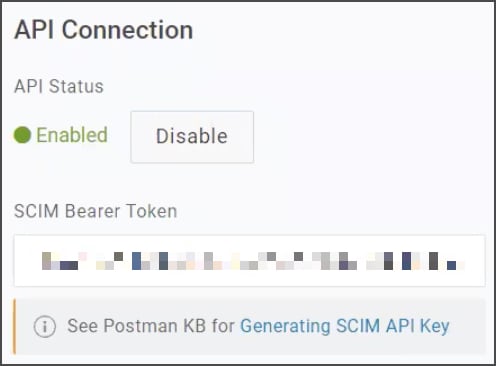 OneLogin configuration API connection