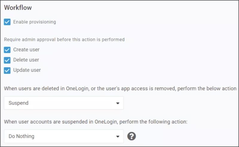 OneLogin provisioning workflow
