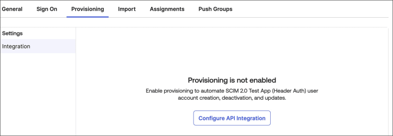 Configure API Integration in SCIM test app