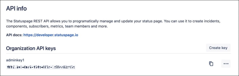 Statuspage API key