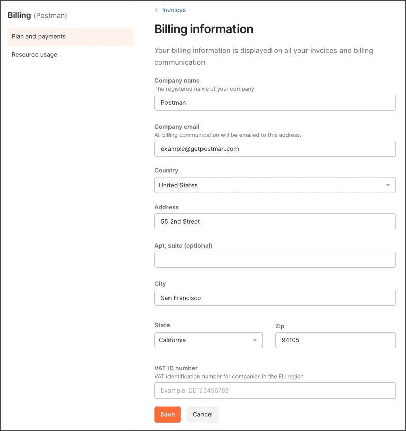 Edit billing details