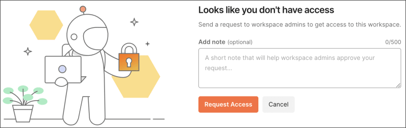 Request access to restricted workspace