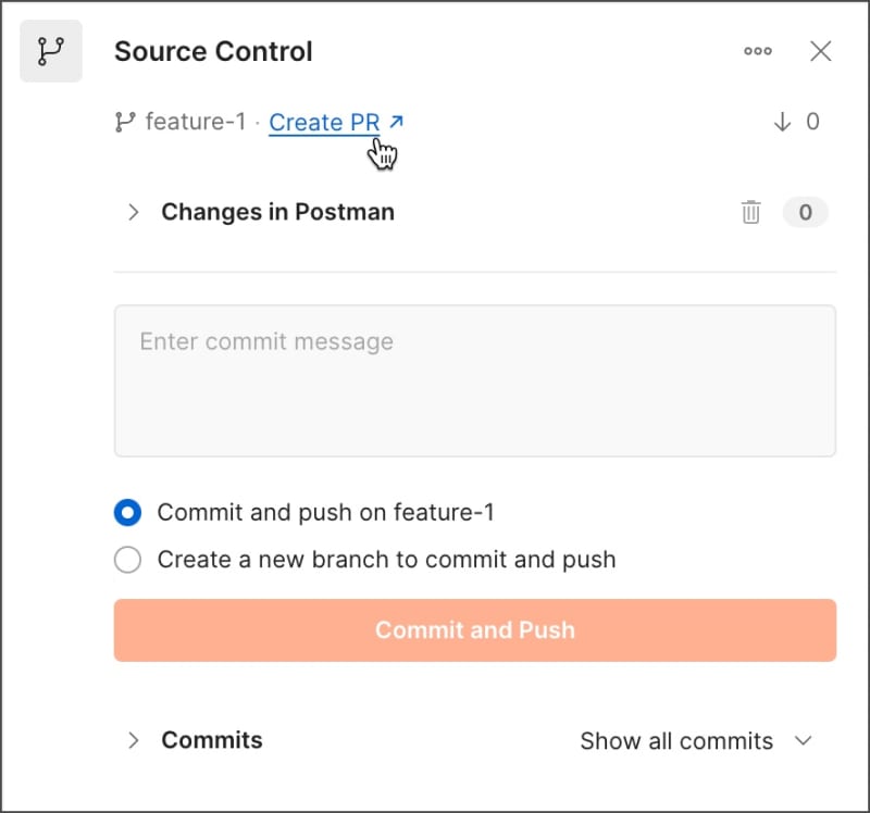 Source control pane