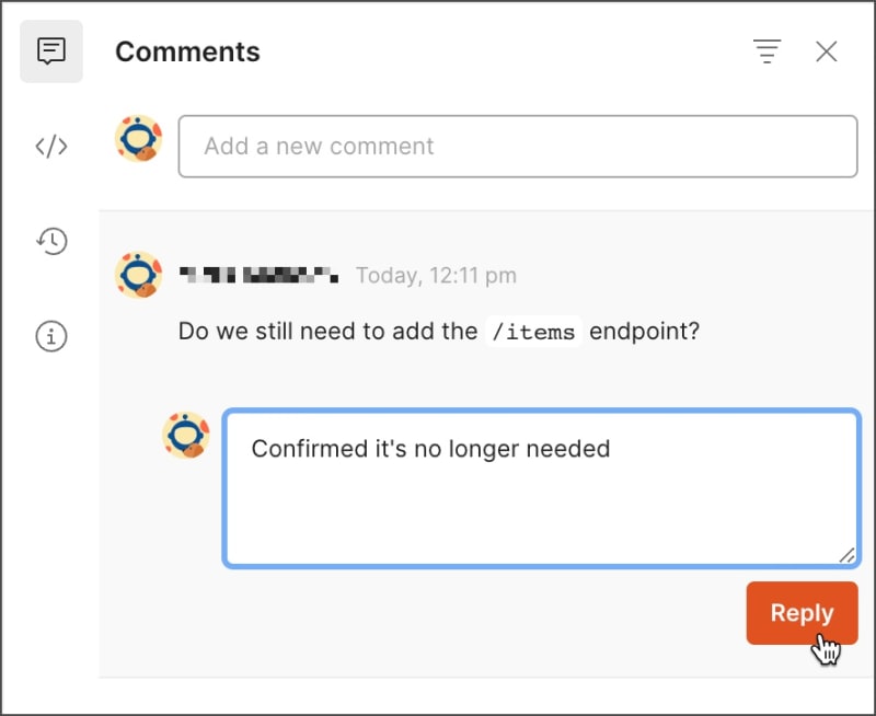 Replying to an API comment
