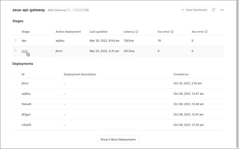Viewing API deployments