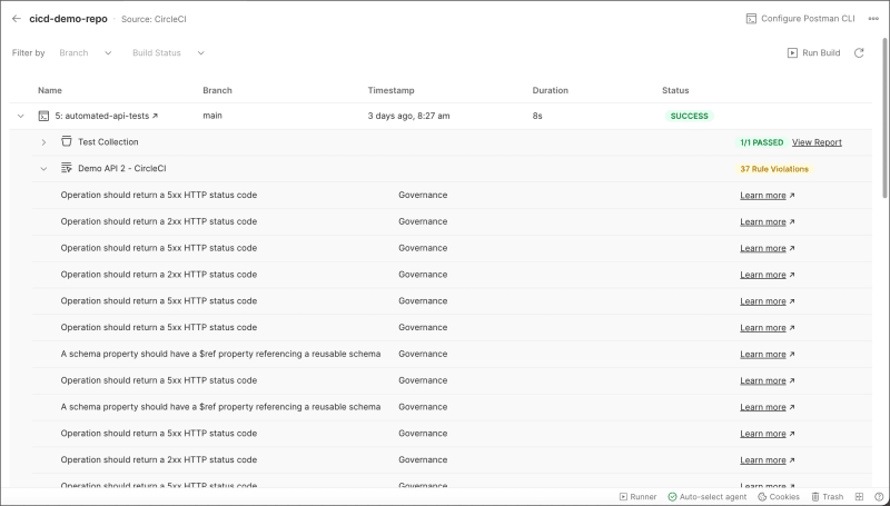 View API Governance and API Security results