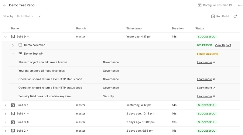 View API Governance and API Security results