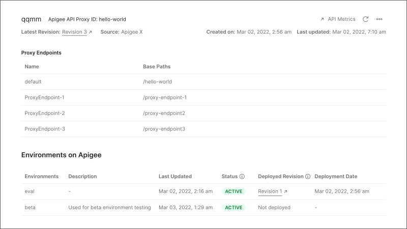 Viewing API deployments
