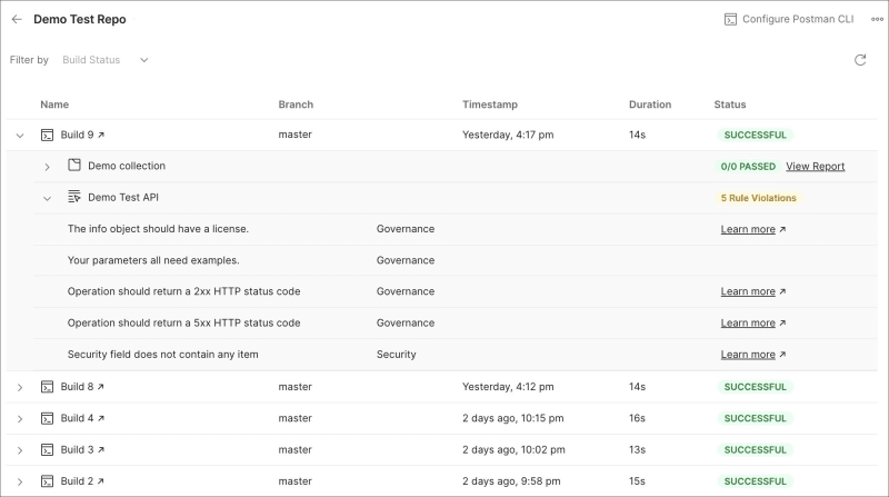 View API Governance and API Security results