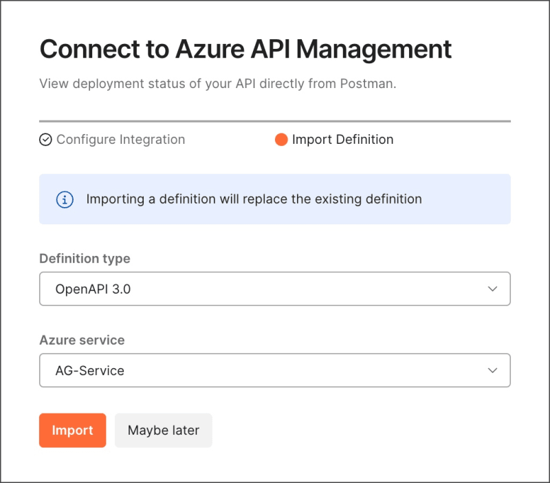 Azure API Management import definition during setup
