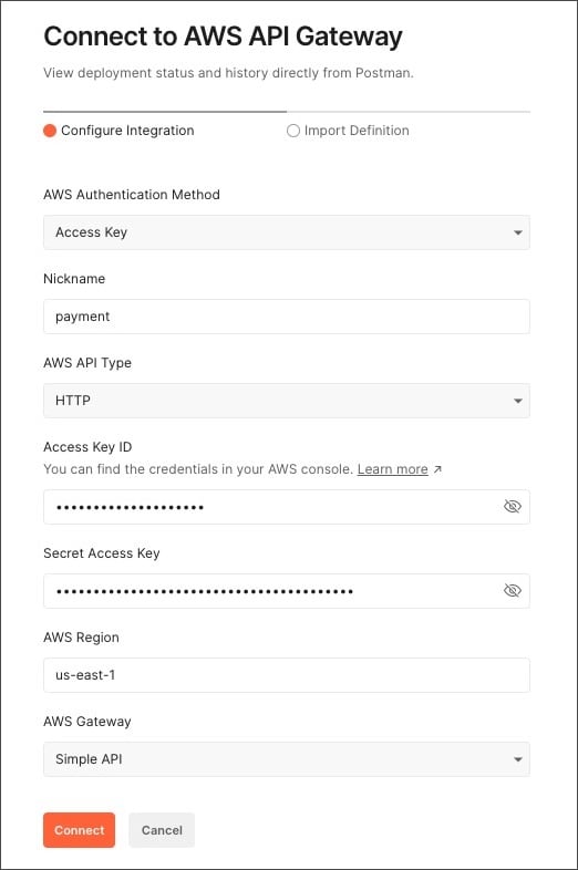 Connecting with AWS access key