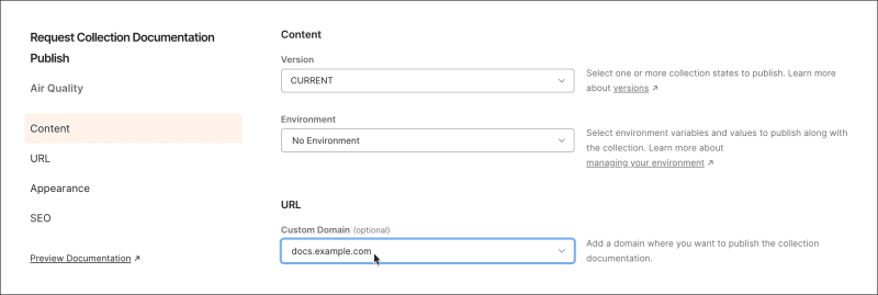 Publishing on a custom domain