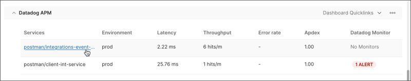 Viewing Datadog APM metrics