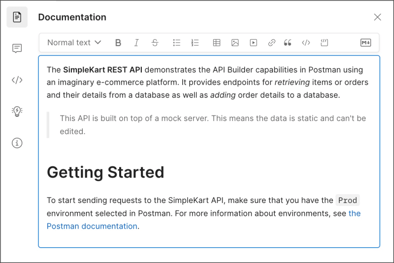 Postman editor