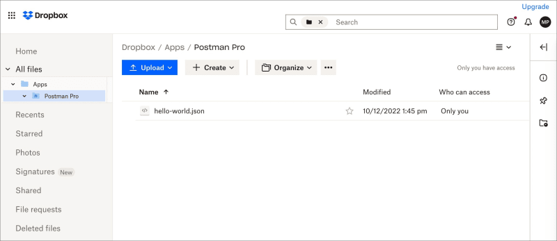 view in Dropbox
