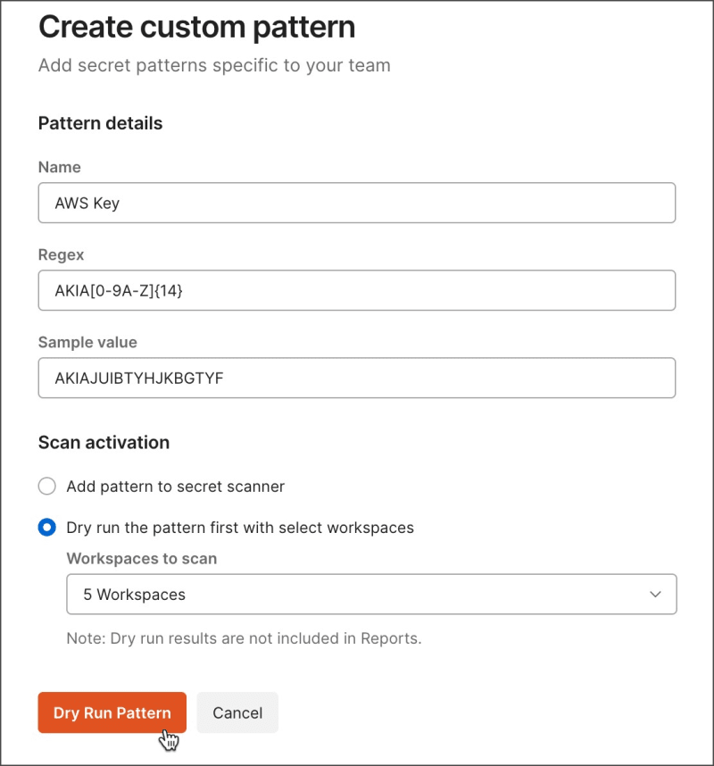Create custom pattern dry run