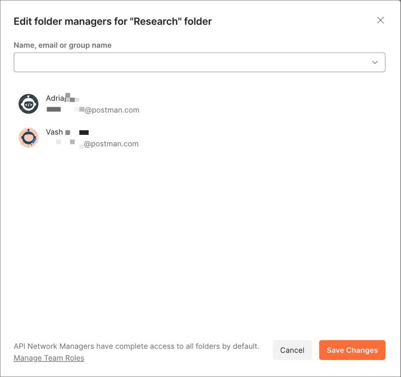 Edit Folder Managers in Private Network