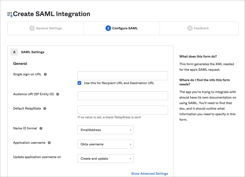 Configure custom SAML settings