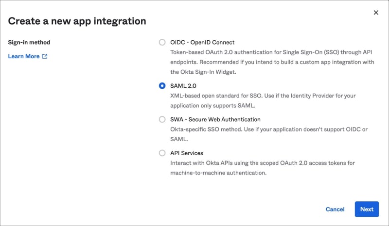 Select sign-in method