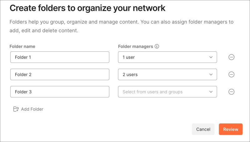 Create folders in Private Network