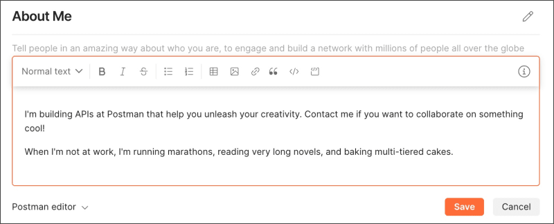 Editing the About Me section