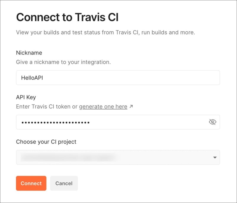 Connect to Travis CI