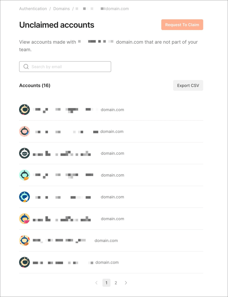 View unclaimed accounts