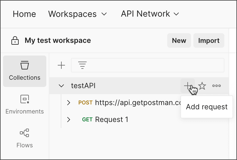 Add a request from a collection