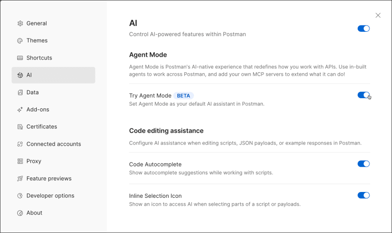 Agent Mode toggle