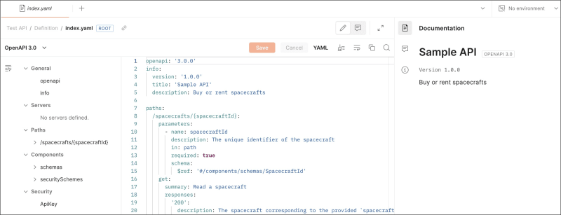 Editing an API definition
