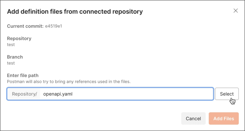 Selecting a definition file