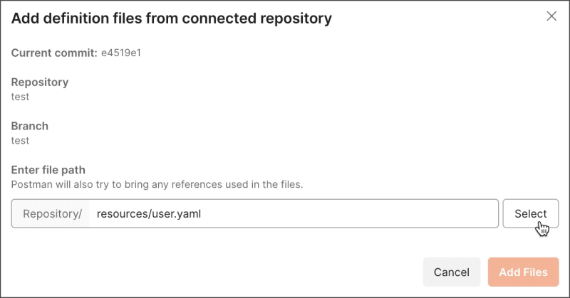Selecting a definition file