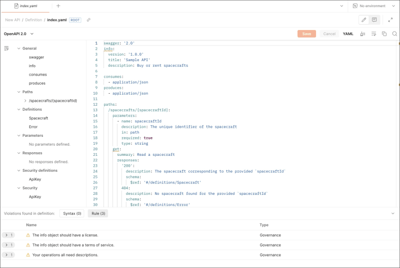 OpenAPI 2.0 rule violations