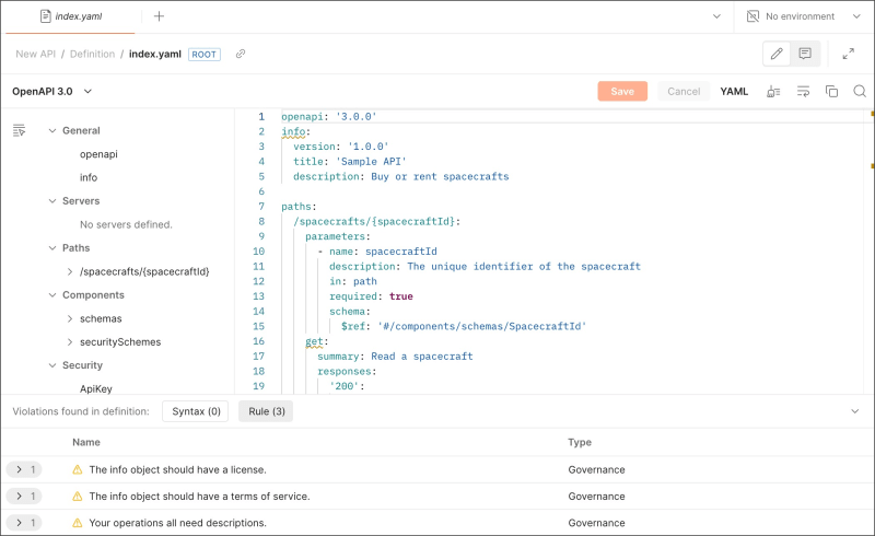 OpenAPI 3.0 rule violations