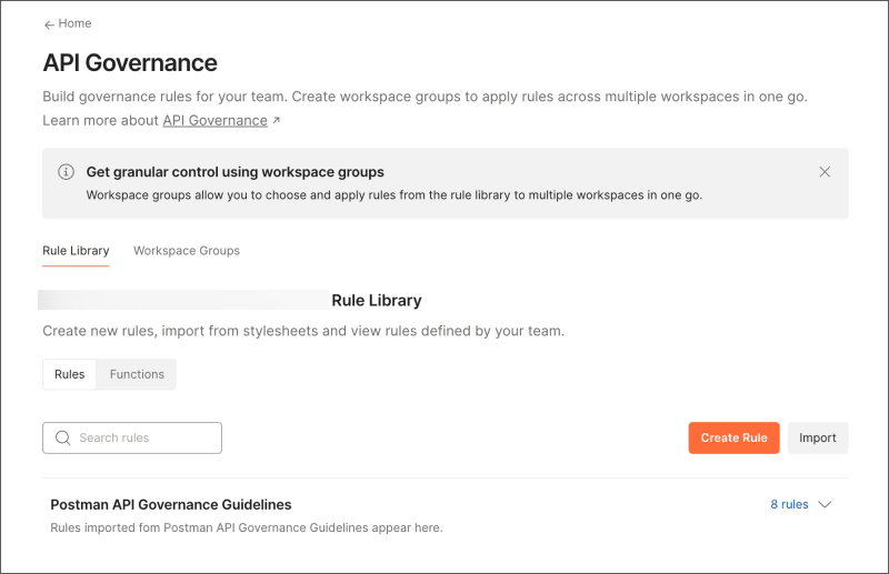 API governance dashboard