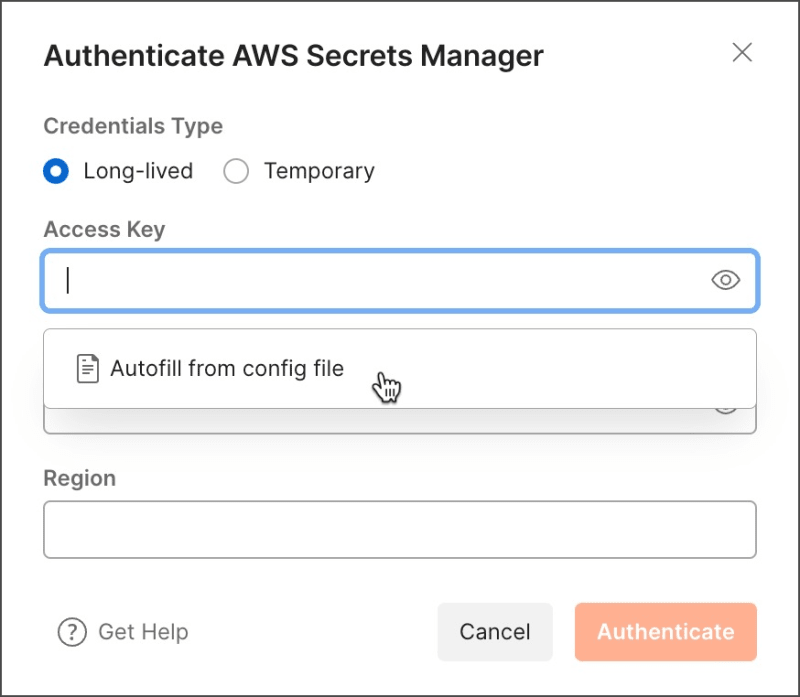 AWS autofill from config file