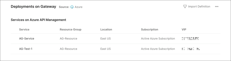 Viewing Azure API Management services