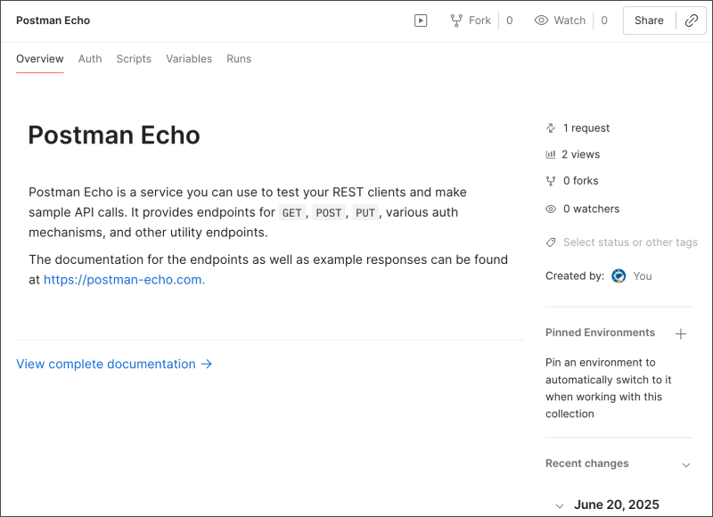 Collection Overview tab