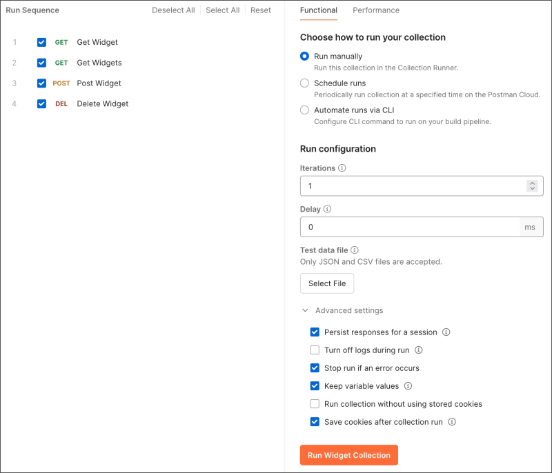 Collection Runner configuration