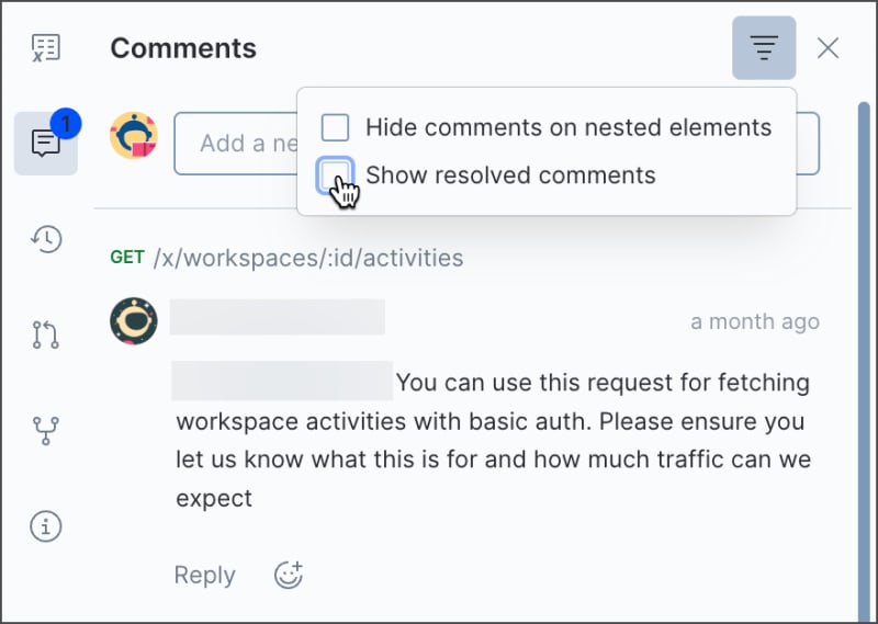 Select resolved comments