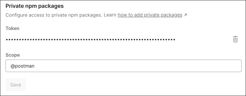 Configure private packages in your team
