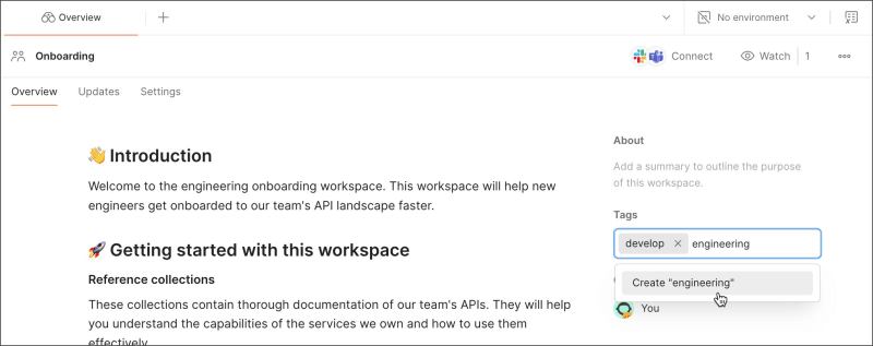 Add new tags to a workspace