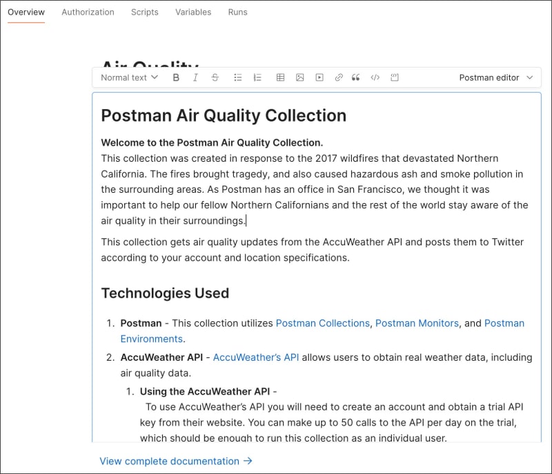 Documenting a collection