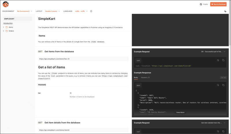 Published documentation example