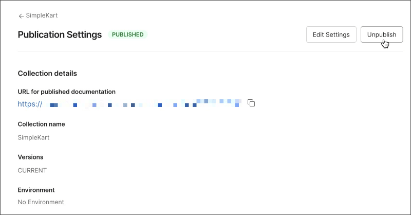 Unpublish documentation