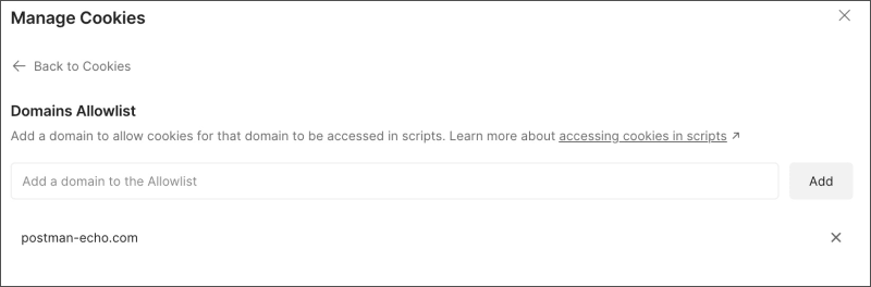 Manage cookies domains allowlist